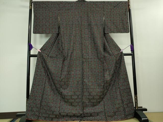 平和屋着物■希少 本場大島紬 龍郷絣 秋名バラ アンサンブル 道行コートセット 逸品 未使用 DZAB1359kh5