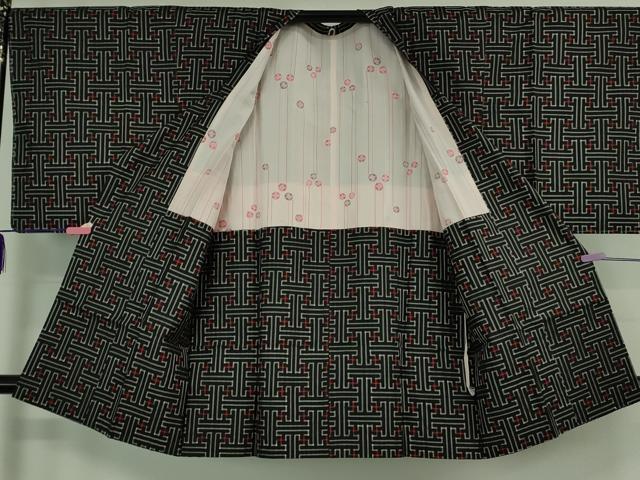 平和屋着物■希少 本場大島紬 龍郷絣 秋名バラ アンサンブル 道行コートセット 逸品 未使用 DZAB1359kh5