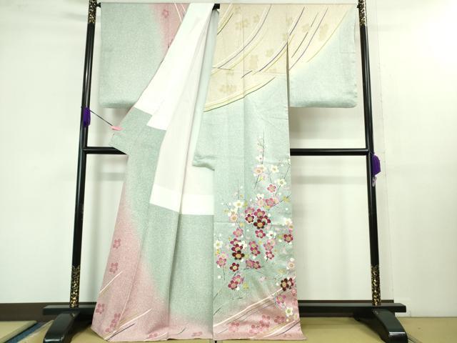 平和屋着物●希少 染織工芸作家 京手描友禅 田村信之 訪問着 枝梅 逸品 DZAB1361kh5