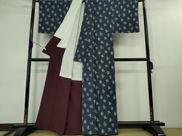平和屋本店■極上 浦野理一 型染 小紋 草花文 逸品 DZAB1378kh5