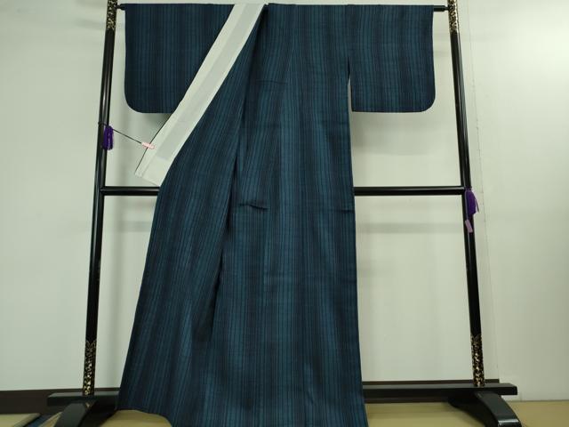 平和屋本店▽極上 浦野理一 経節紬 単衣 間道 逸品 DZAB1383kh5