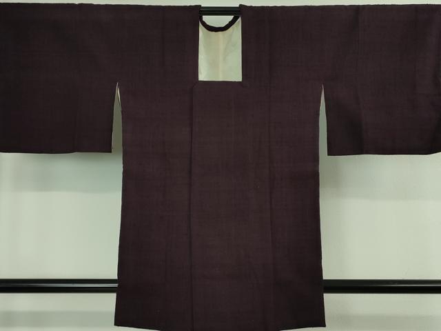 平和屋本店■極上 浦野理一 経節紬 道行コート 色無地 深紫色 逸品 DZAB1386kh5
