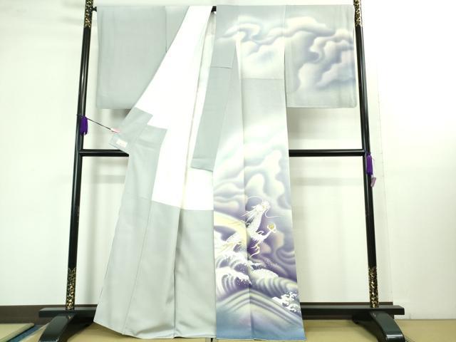 平和屋本店■極上 着物デザイナー 小川修平 和風音 訪問着 濡れ描き友禅 手描き 龍 暈し染め やまと金ラベル 逸品 DZAB1392kh5