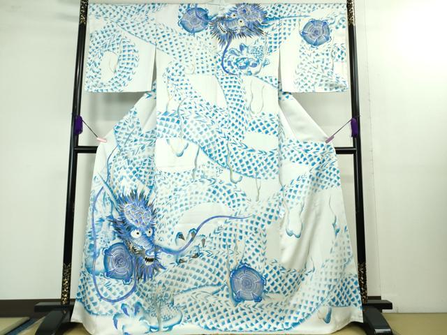 平和屋本店■極上 訪問着 手描き 龍 金銀彩 反端付き 逸品 未使用 DZAB1393kh5