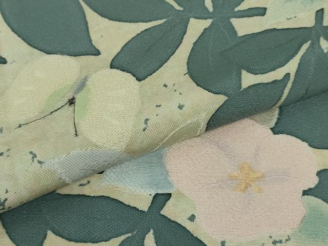 平和屋着物▽極上 小紋 単衣 地紋起こし 舞蝶草花文 逸品 DZAB1402kh5