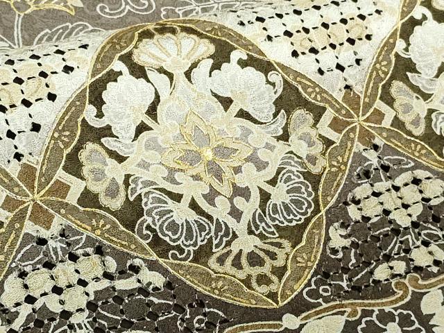 平和屋本店■極上 中国三大刺繍 スワトウ刺繍 汕頭刺繍 訪問着 正倉院更紗花文 暈し染め 金糸 逸品 DZAB1404kh5