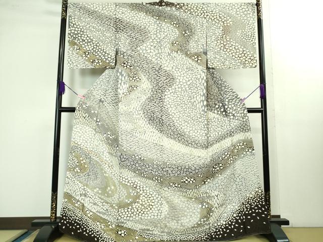 平和屋本店■極上 中国三大刺繍 相良刺繍 訪問着 襲絞り 暈し染め 金糸 銀通し地 逸品 未使用 DZAB1411kh5