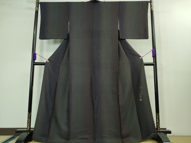 平和屋着物●極上 児島廣和 アトリエ 聖jin苑 小紋 笹竹間道 鬼しぼ縮緬 逸品 未使用 DZAB1414kh5