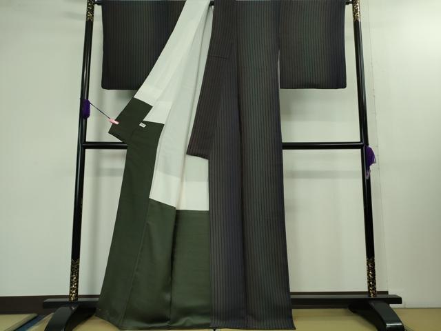 平和屋着物●極上 児島廣和 アトリエ 聖jin苑 小紋 笹竹間道 鬼しぼ縮緬 逸品 未使用 DZAB1414kh5