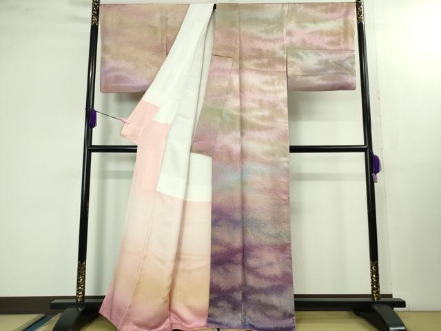 平和屋本店■極上 初代 久保田一竹 幻の辻が花 訪問着 暈し染め 金通し地 逸品 DZAB1419kh5