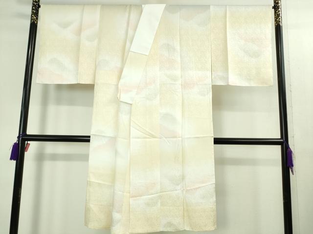 平和屋本店■極上 京都 染の聚楽 泰三 訪問着・長襦袢(無双仕立て)セット 刺繍 霞山花文 薄香色地 金糸 逸品 未使用 DZAB1420kh5