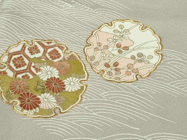 平和屋本店■極上 訪問着 駒刺繍 立波雪輪花文 潤色地 金彩 逸品 DZAB1424kh5