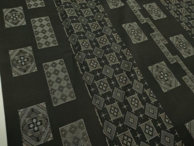 平和屋本店■極上 現代龍郷絣 本場大島紬 7マルキ 色紙間道 逸品 DZAB1450kh5