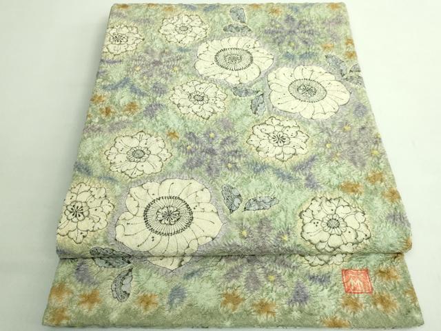 平和屋本店■極上 初代 久保田一竹 幻の辻が花 太鼓柄袋帯 金通し地 逸品 DZAB1463kh5