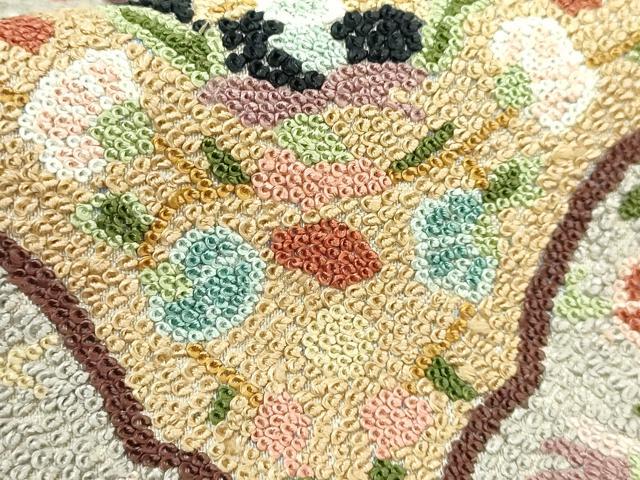 平和屋本店■最高級 中国三大刺繍 相良刺繍 総刺繍 袋帯 200万粒 総詰め 花唐草 逸品 DZAB1467kh5