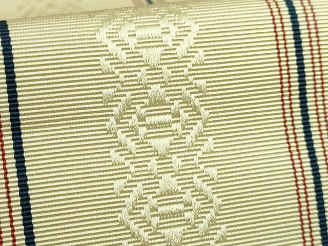 平和屋着物●極上 本場筑前博多織 八寸名古屋帯 古代献上 森博多織 証紙付き 逸品 DZAB1509kh5
