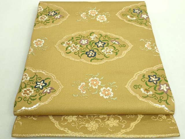 平和屋本店■最高級 龍村平蔵製 太鼓柄 本袋帯 巣中繍花文 金糸 逸品 DZAB1527kh5