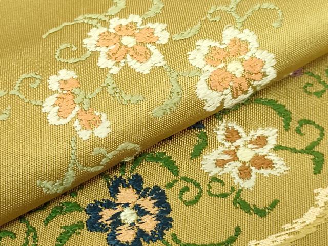 平和屋本店■最高級 龍村平蔵製 太鼓柄 本袋帯 巣中繍花文 金糸 逸品 DZAB1527kh5