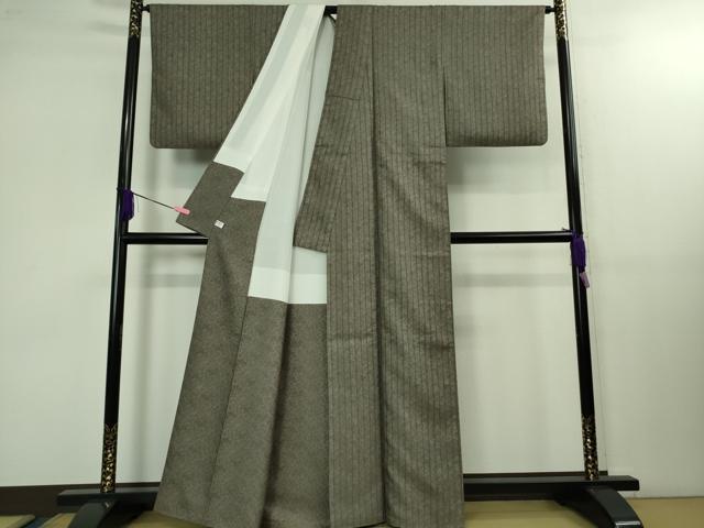 平和屋本店■極上 紋屋井関 御寮織 お召 鳳凰桐笹地紋 源氏鼠色 逸品 DZAB1554kh5