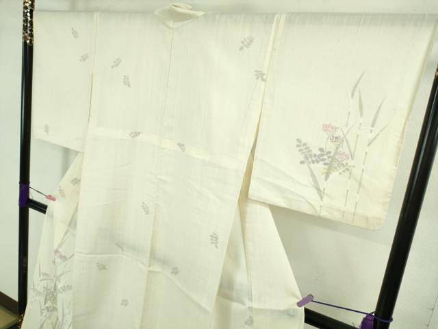 平和屋着物*極上 夏物 訪問着 紗紬 手描き 秋草 木賊 象牙色地 逸品 DZAB1563kh5