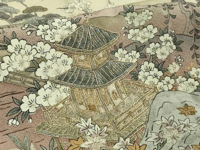 平和屋本店■極上 中国三大刺繍 スワトウ刺繍 汕頭刺繍 訪問着 平安人物風景 暈し染め 金糸 さが美扱い 逸品 DZAB1594kh5