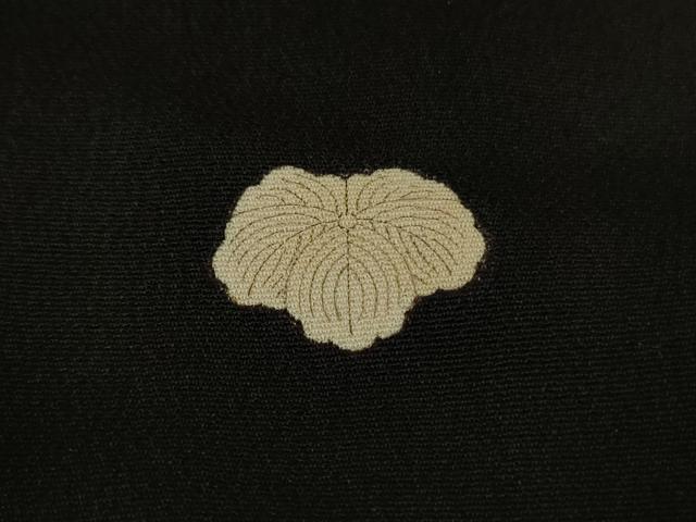 平和屋本店●極上 アンティーク 大正ロマン 振袖 駒刺繍 飛鶴亀甲吉祥花文 黒地 金彩 逸品 DZAB1609kh5