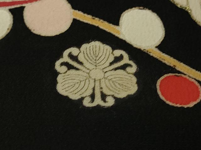 平和屋本店●極上 アンティーク 大正ロマン 振袖 駒刺繍 雲取り飛鶴吉祥花文 黒地 金彩 逸品 DZAB1615kh5