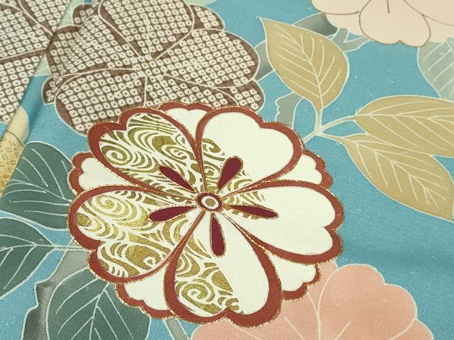 平和屋本店●極上 創業460年・千總 訪問着 駒刺繍 籬花文 天色地 金彩 逸品 DZAB1622kh5