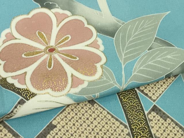 平和屋本店●極上 創業460年・千總 訪問着 駒刺繍 籬花文 天色地 金彩 逸品 DZAB1622kh5