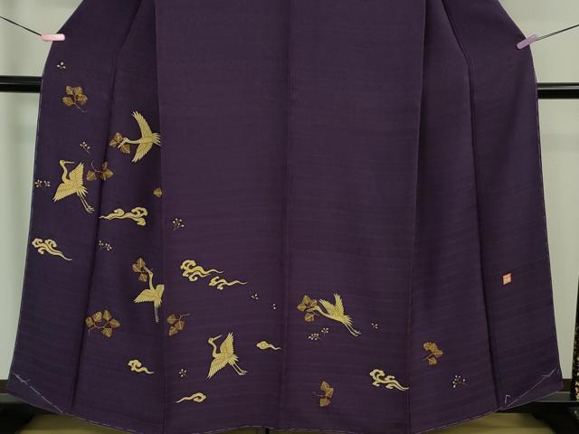 平和屋本店■極上 久保田一竹 幻の辻が花 訪問着 飛鶴松喰鳥 桑の実色地 金彩 反端付き 逸品 未使用 DZAB1629kh5