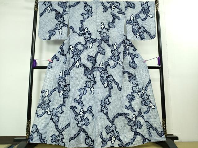 平和屋着物∴極上 夏物 浴衣 有松鳴海絞り 葡萄蔦の葉 綿 逸品 DZAB1641kh5