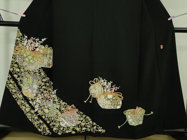 平和屋着物●極上 本加賀友禅作家 柿本市郎 黒留袖 仕覆花文 逸品 DZAB1645kh5