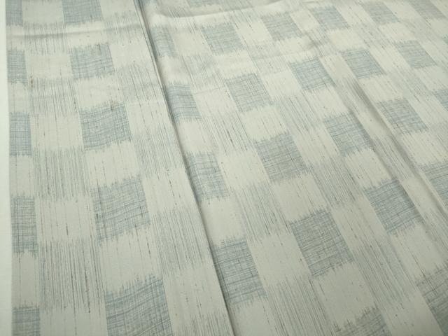 平和屋着物▽極上 ぜんまい紬 単衣 こがれこう 市松文様 反端付き 逸品 未使用 DZAB1670kh5