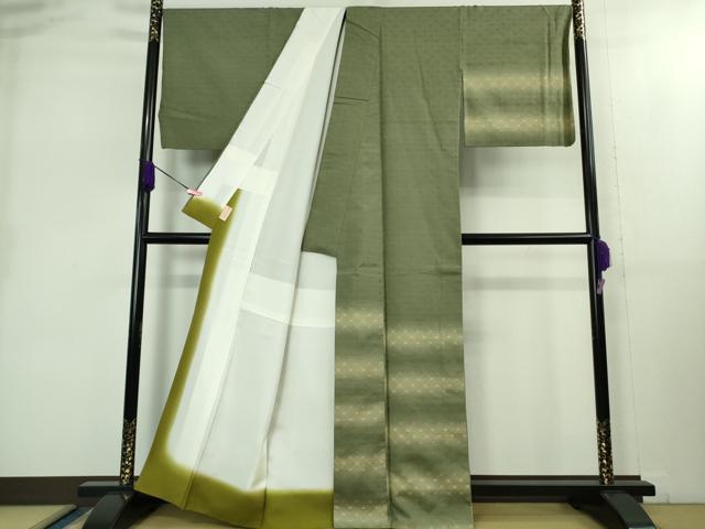 平和屋着物●極上 花織 訪問着 紬地 山鳩色地 逸品 DZAB1673kh6