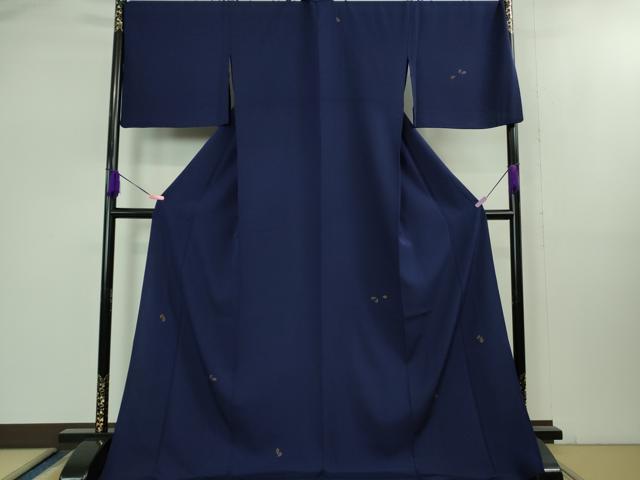 平和屋着物▽極上 訪問着 単衣 舞桜 鉄紺色地 金彩 ロング丈 逸品 DZAB1702kh5