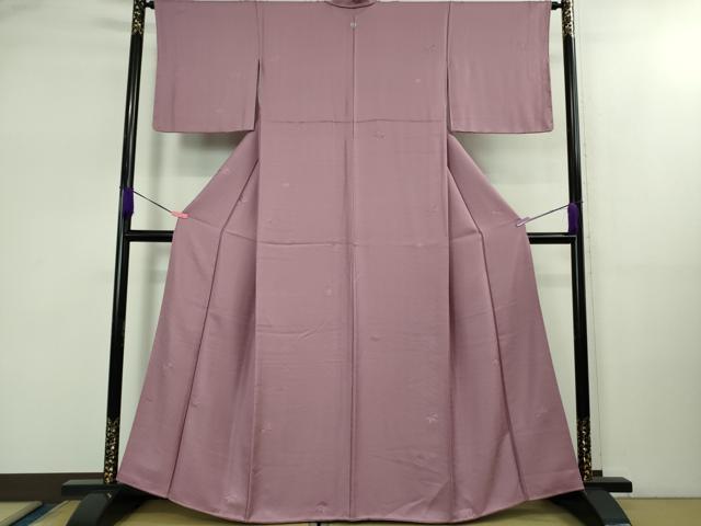 平和屋着物●極上 色無地 工字繋ぎ 南天草葉地紋 菖蒲色 逸品 DZAB1707kh5