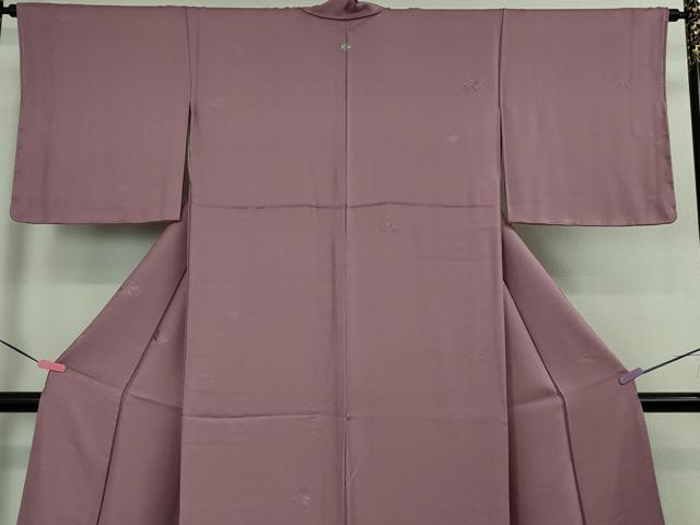 平和屋着物●極上 色無地 工字繋ぎ 南天草葉地紋 菖蒲色 逸品 DZAB1707kh5