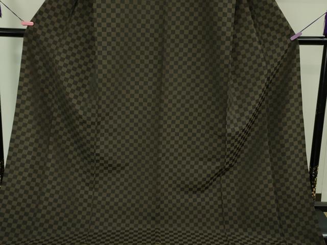 平和屋着物■極上 お召 単衣 市松文様 ロング丈 逸品 DZAB1738kh5