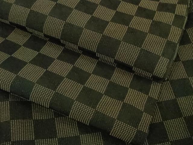 平和屋着物■極上 お召 単衣 市松文様 ロング丈 逸品 DZAB1738kh5