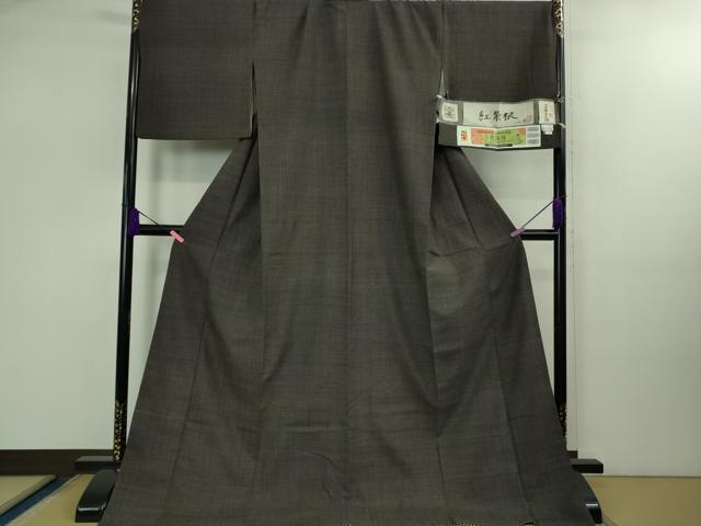 平和屋本店■極上 伝統工芸品 置賜紬 真綿手引紬 よねざわ新田 胴抜き仕立て 紅紫根 ロング丈 証紙付き 逸品 DZAB1741kh5