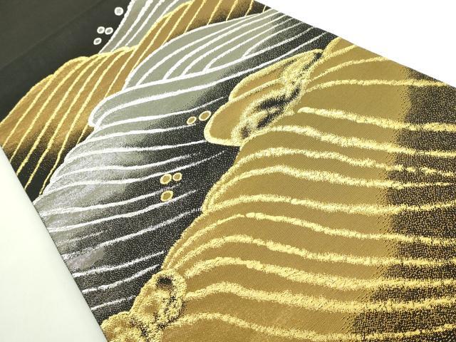 平和屋着物●極上 山口美術織物 皇室 伊勢神宮御用 西陣織 太鼓柄袋帯 菊地祥波錦文 黒地 金銀糸 逸品 DZAB1755kh6