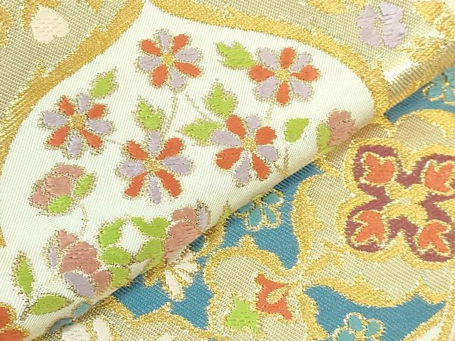 平和屋着物●極上 西陣 川島織物 六通柄 本袋帯 正倉院花文 金糸 逸品 DZAB1762kh6
