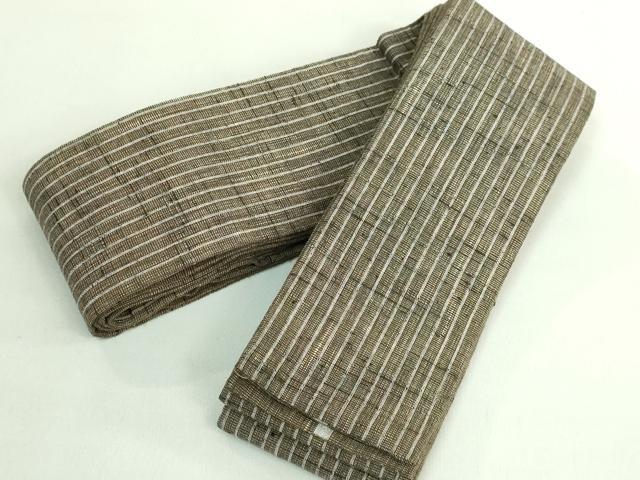 平和屋着物●極上 男性 両面 角帯 紬地 縞 間道 逸品 DZAB1766kh6