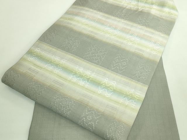 平和屋本店●希少 沖縄県最高級織物 夏物 首里花倉織 首里織 花織・絽織・紗織 九寸名古屋帯 逸品 DZAB1777kh6