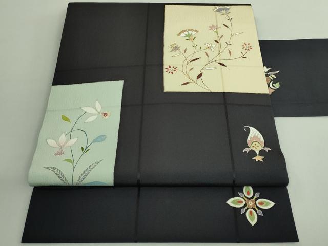 平和屋着物●極上 九寸名古屋帯 枝花文 金銀彩 逸品 DZAB1780kh6
