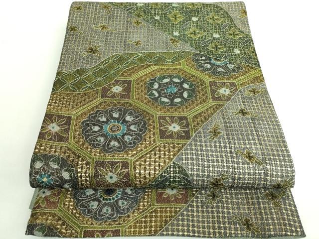 平和屋本店●極上 中国三大刺繍 スワトウ刺繍 汕頭刺繍 総刺繍 全通柄袋帯 スリーシーズン帯 蜀江花文 金糸 逸品 DZAB1781kh6