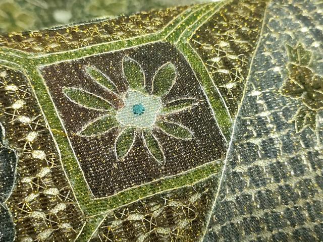 平和屋本店●極上 中国三大刺繍 スワトウ刺繍 汕頭刺繍 総刺繍 全通柄袋帯 スリーシーズン帯 蜀江花文 金糸 逸品 DZAB1781kh6