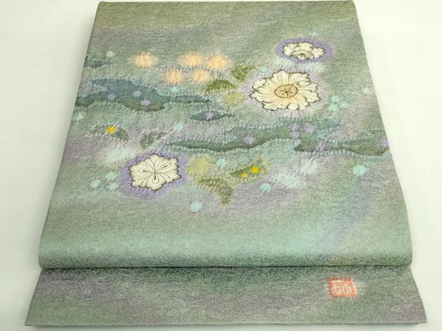 平和屋本店●極上 久保田一竹 幻の辻が花 太鼓柄袋帯 金通し地 逸品 DZAB1811kh6