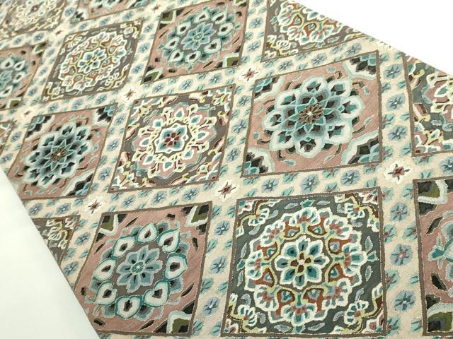 平和屋本店●最高級 明綴れ 袋帯 格天井花文 金糸 逸品 DZAB1812kh6