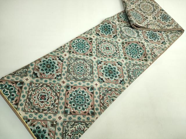平和屋本店●最高級 明綴れ 袋帯 格天井花文 金糸 逸品 DZAB1812kh6